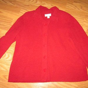 CJ Banks Sz 1X Sweater Deep Red Covered Buttons